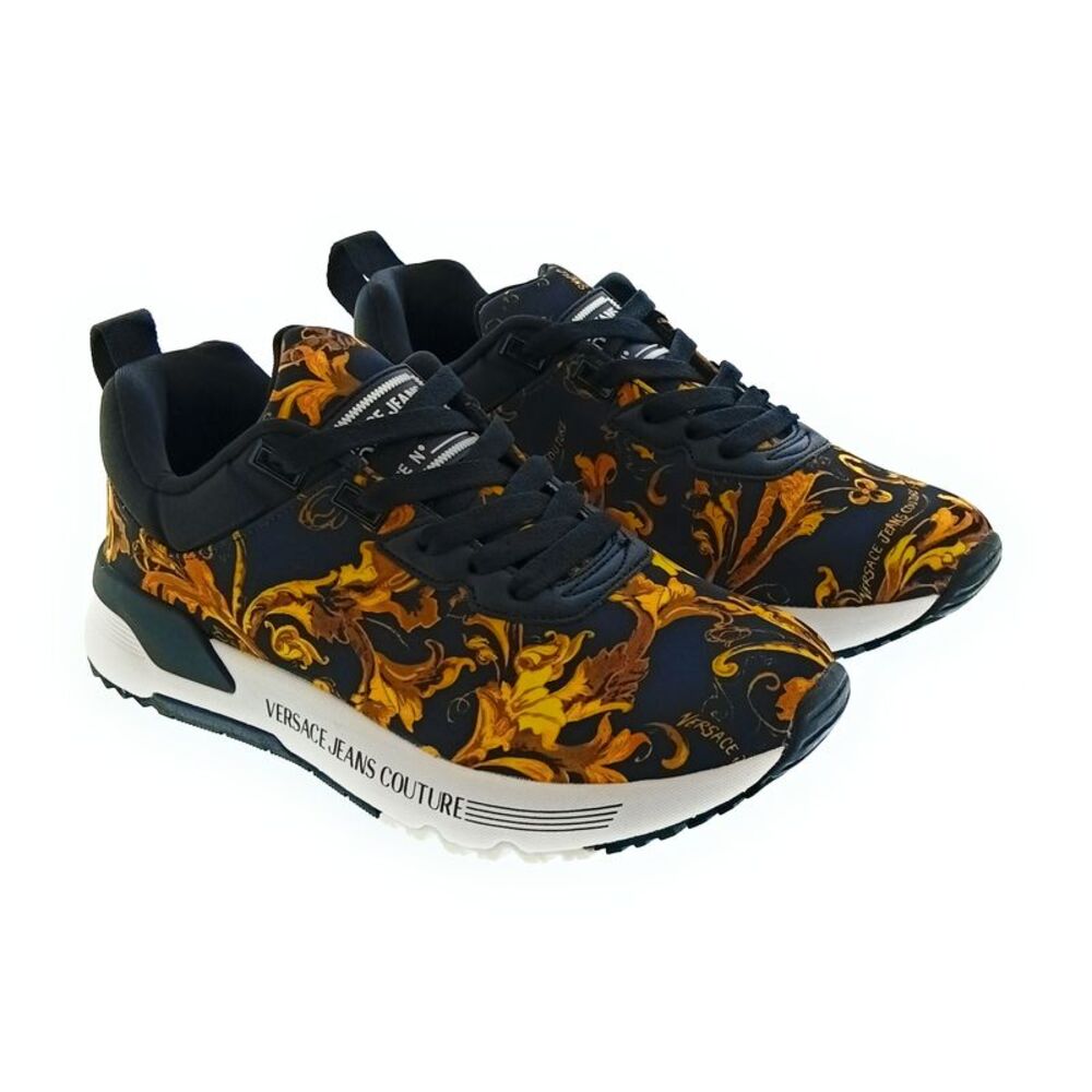 Versace Jeans Couture Black/Gold Mens Baroque Athletic Sneakers-